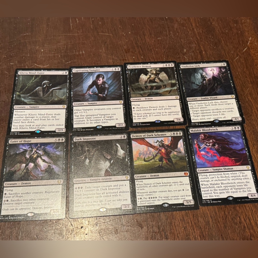 8 black rare Magic the gathering